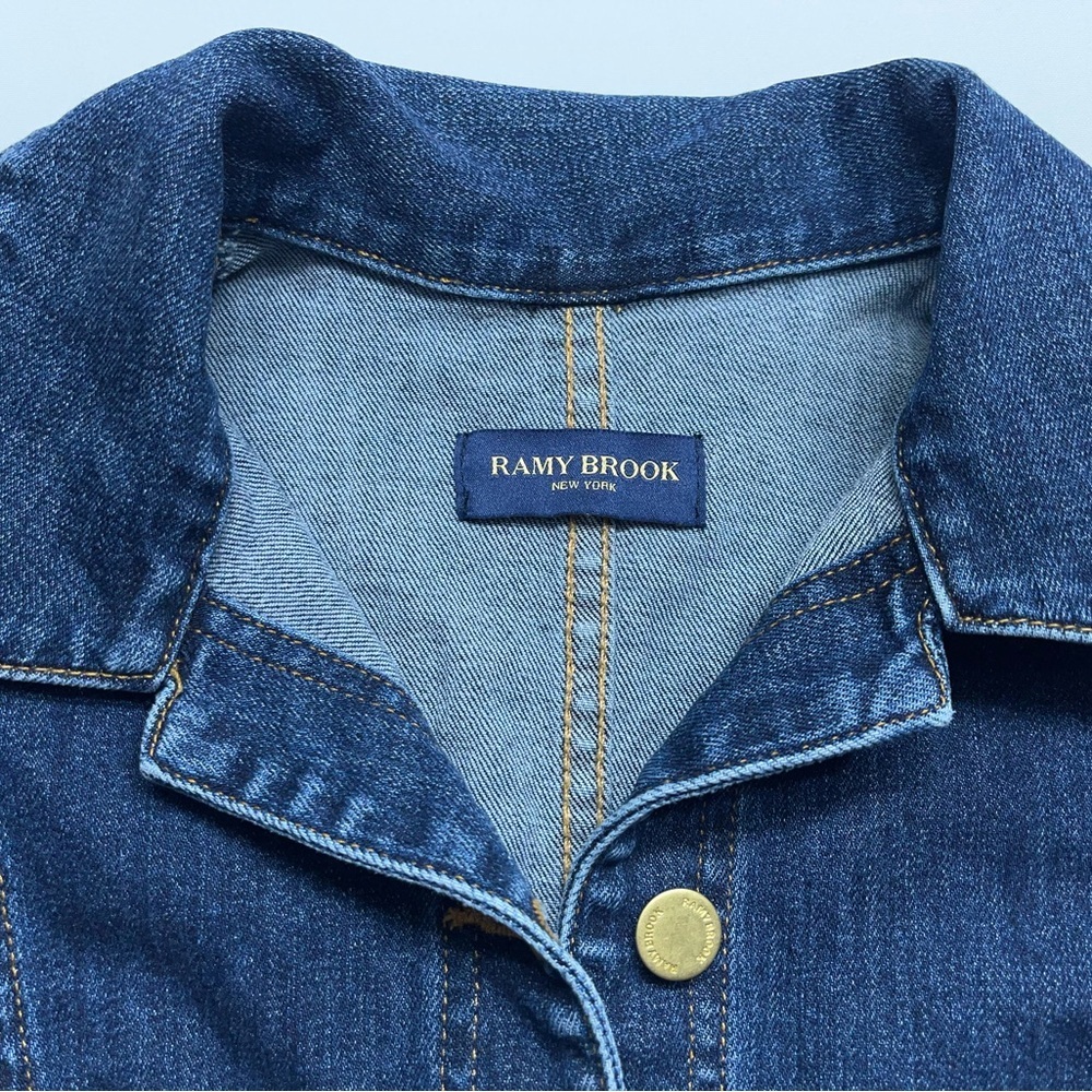 Ramy Brook Lolita Denim Mini Dress Womens 24 Indigo Dyed Button Up Sleeveless - Picture 5 of 13